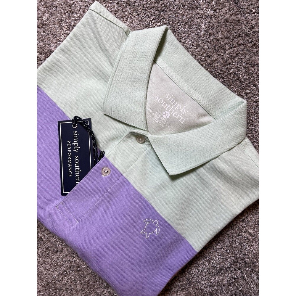 Simply Southern Mens Polo NWT Extra Large Cotton Preppy Mint Lavender Peach